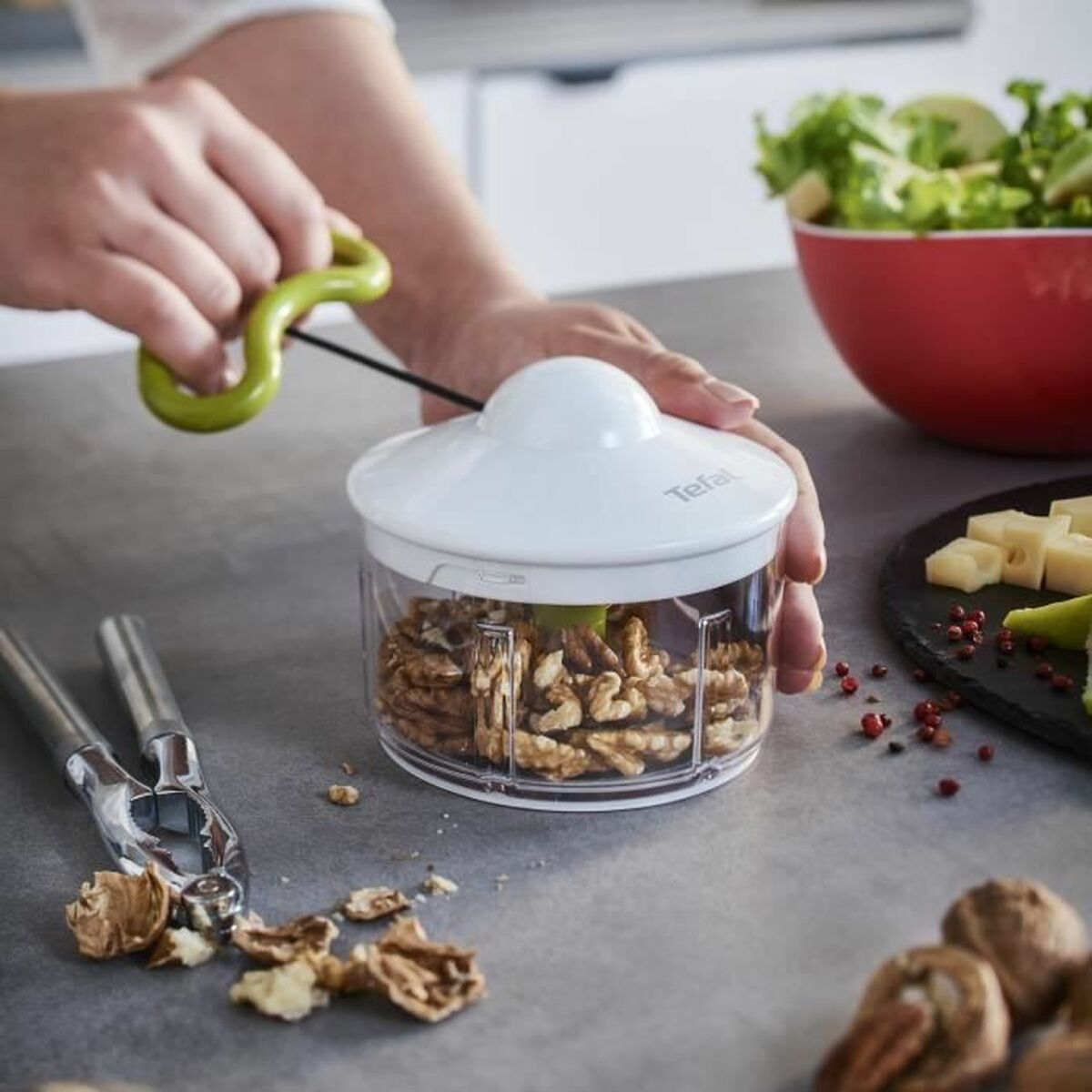 Tefal - Manual mini chopper with pull cord, White Stainless steel Plastic 30 W 500 ml