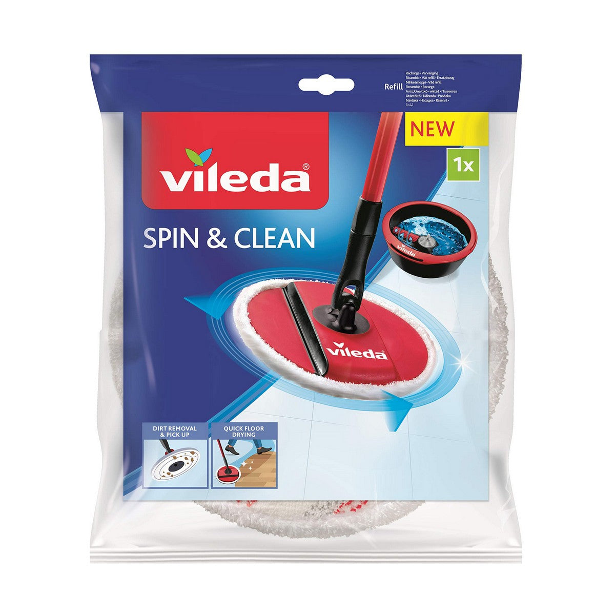 Vileda - Mop Replacement To Scrub Spin & Clean Microfibres