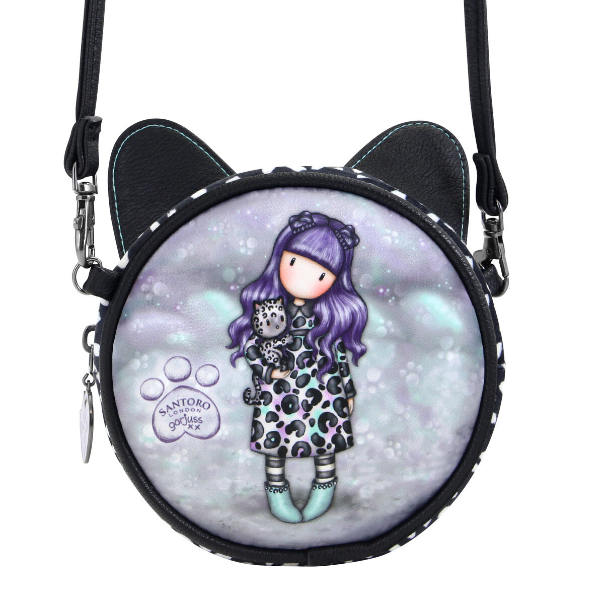 Gorjuss - Shoulder Bag Smitten kitten, Black, White (13,5 x 5,5 x 13,5 cm)