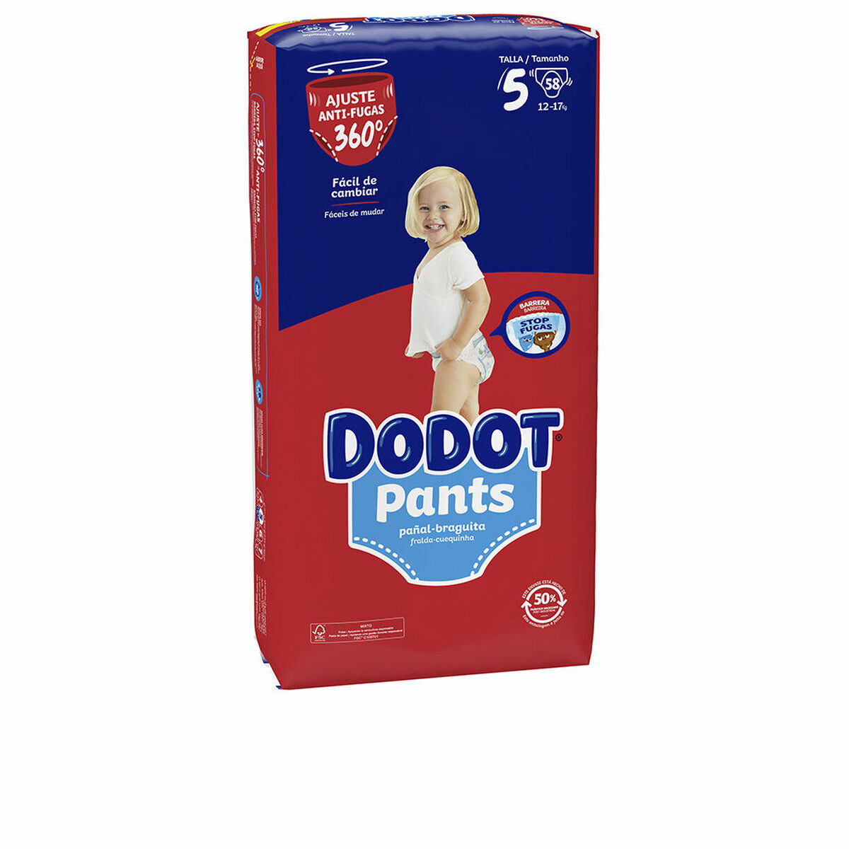 Dodot - Disposable nappies Pants Size 5 Knickers (58 Units)