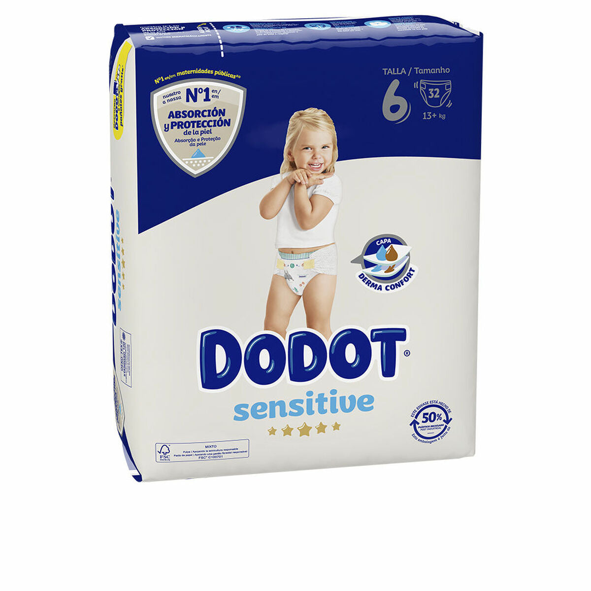 Dodot - Disposable nappies Sensitive 6 +13 kg (32 Units)