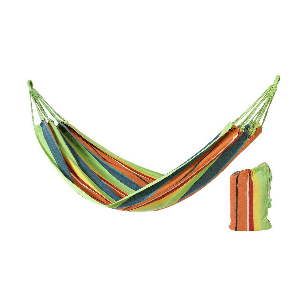 BigBuy Outdoor - Textile Hanging Hammock, Multicolour, 2 x 1 m