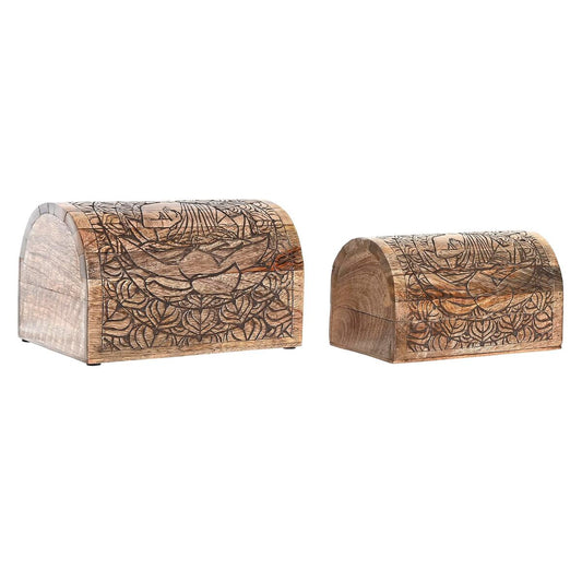 DKD Home Decor - Mango wood Jewelry box, Dark brown (23 x 15 x 15 cm) (2 Units)