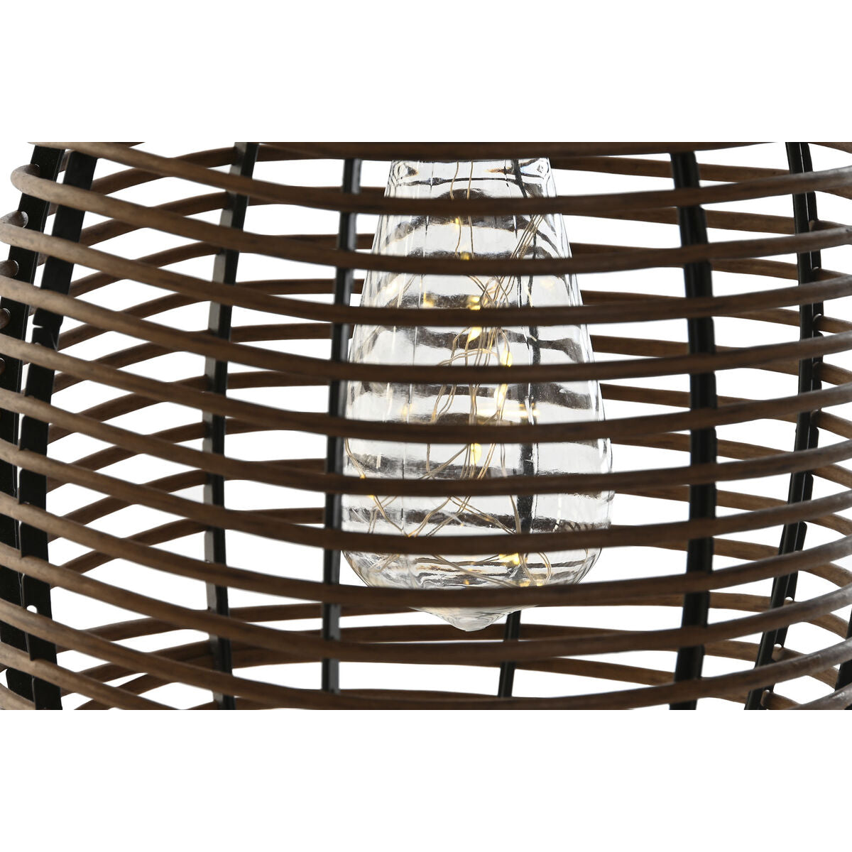 DKD Home Decor - Solar lamp, Brown, Black Bamboo Rattan 22 x 22 x 39 cm