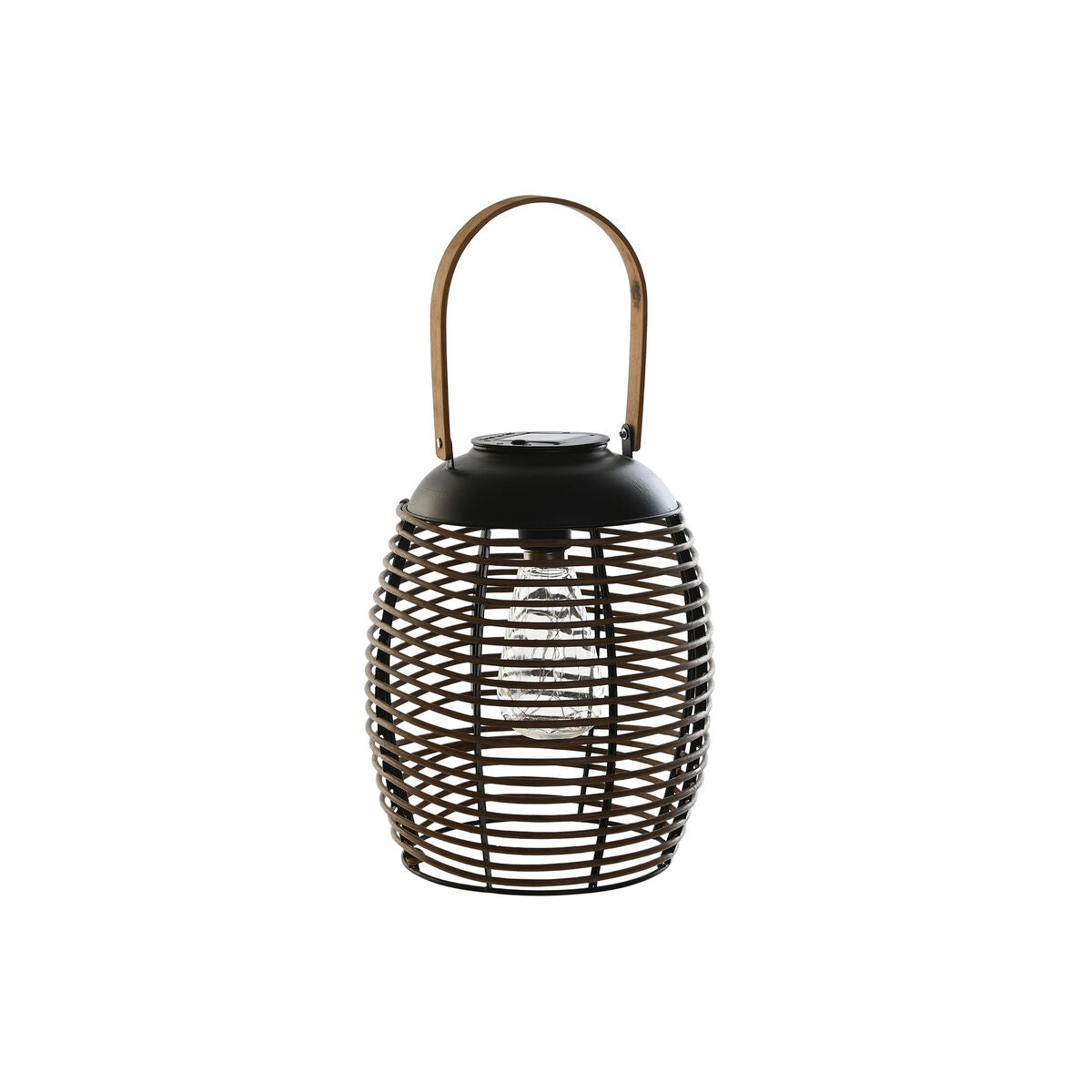 DKD Home Decor - Solar lamp, Brown, Black Bamboo Rattan 22 x 22 x 39 cm