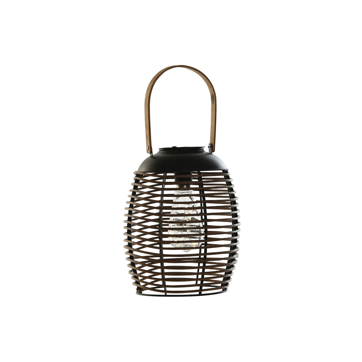 DKD Home Decor - Solar lamp, Brown, Black Bamboo Rattan 22 x 22 x 39 cm