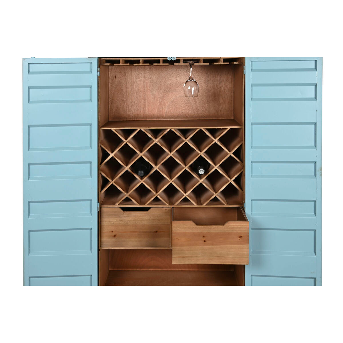 Bottle rack Home ESPRIT Turquoise Metal MDF Wood 76,5 x 39,5 x 157,5 cm