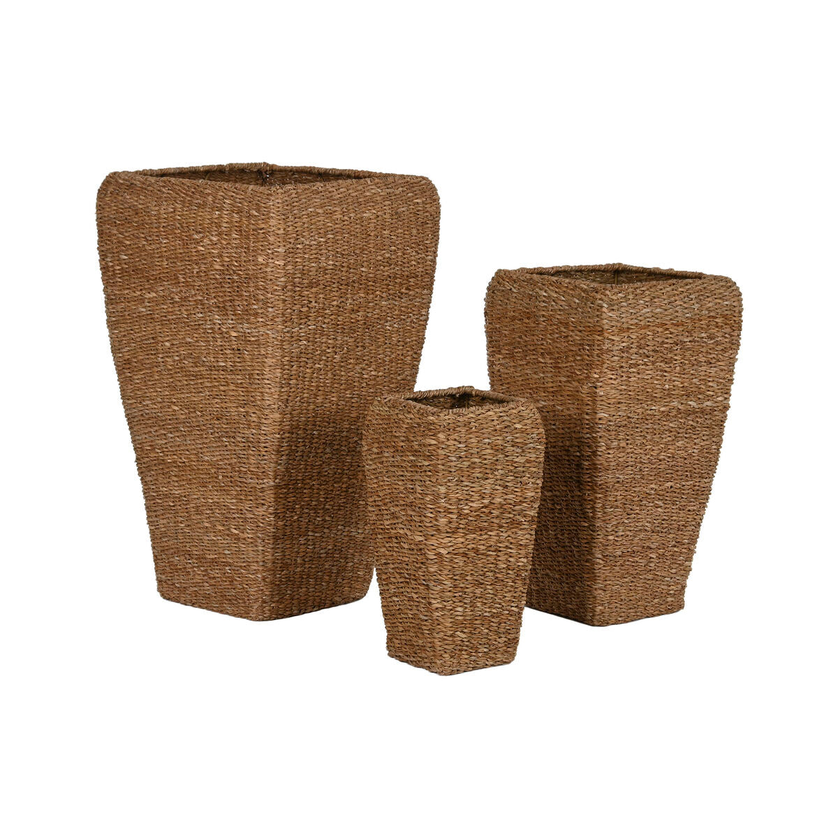 Set of Planters Home ESPRIT Natural Metal Natural Fibre 40 x 40 x 70 cm (3 Pieces)