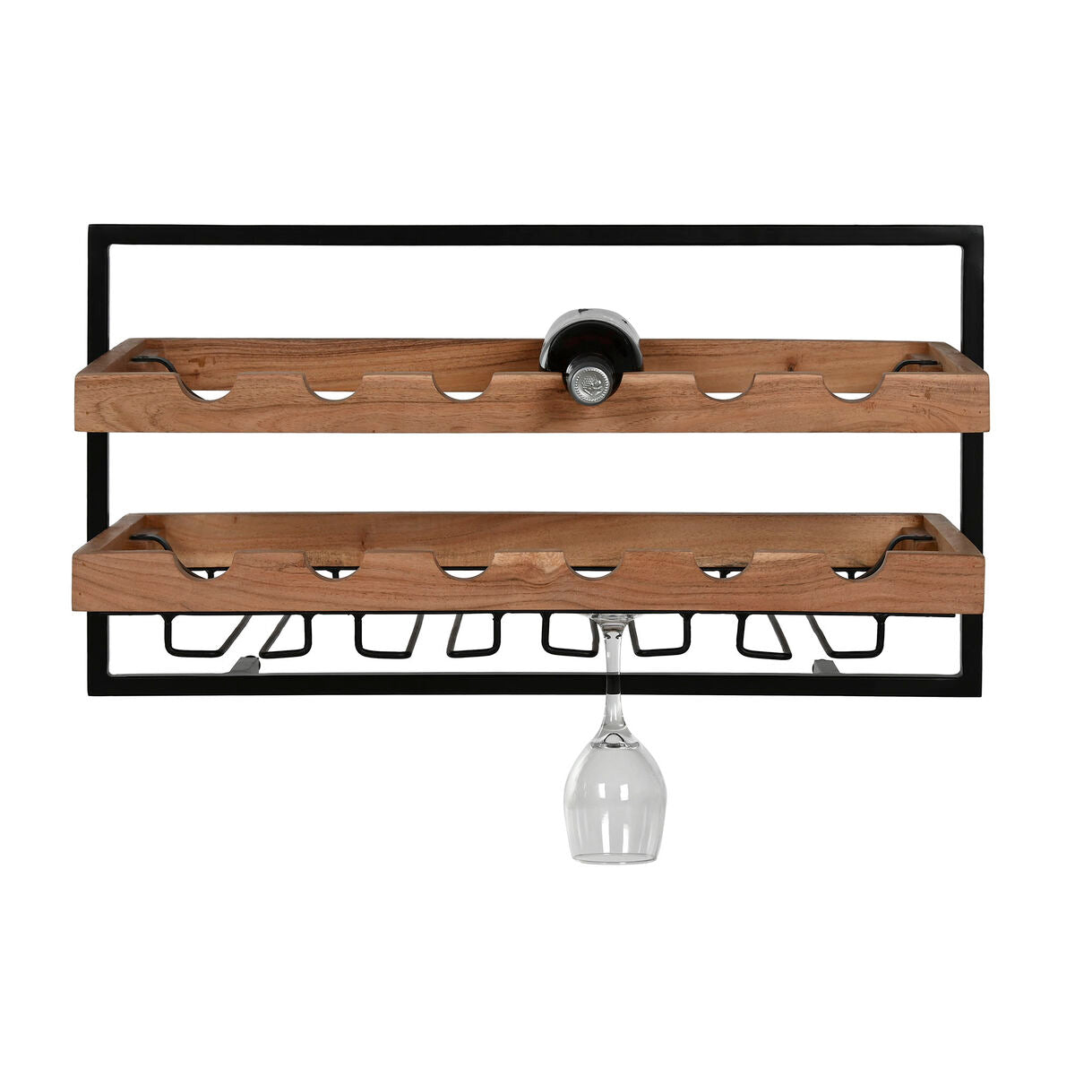 Bottle rack Home ESPRIT Black Natural 65 x 25 x 35 cm