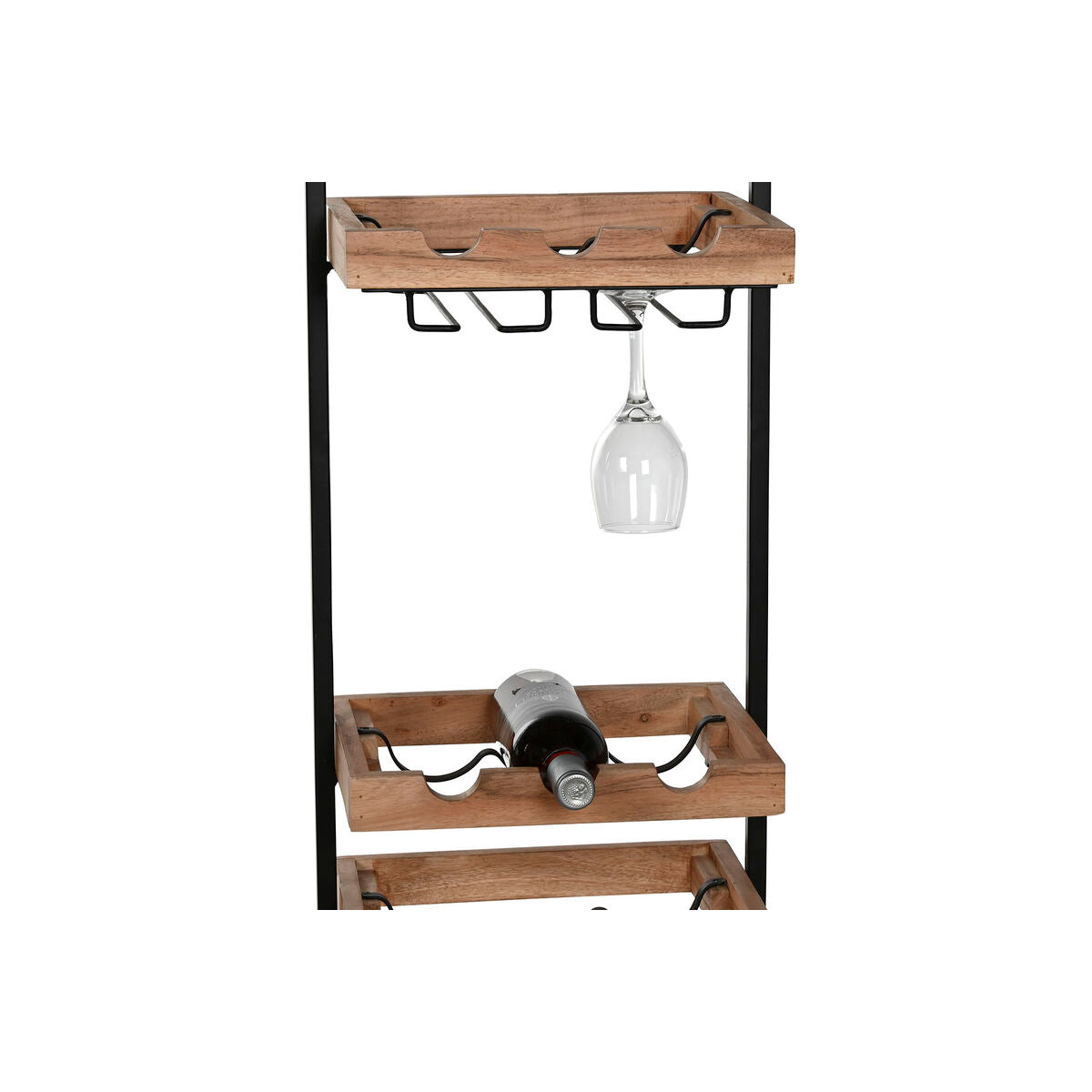 Bottle rack Home ESPRIT Black Natural 35 x 25 x 75 cm