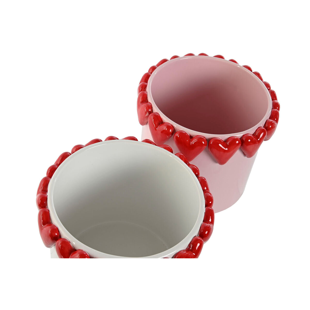 Planter Home ESPRIT White Red Pink Dolomite 20 x 20 x 19 cm (2 Units)