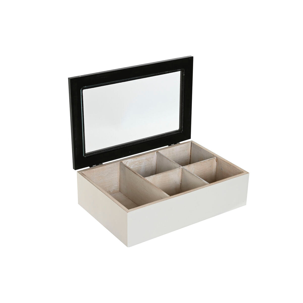 Box for Infusions Home ESPRIT White Black Metal Crystal MDF Wood 23 x 15 x 6,5 cm (2 Units)