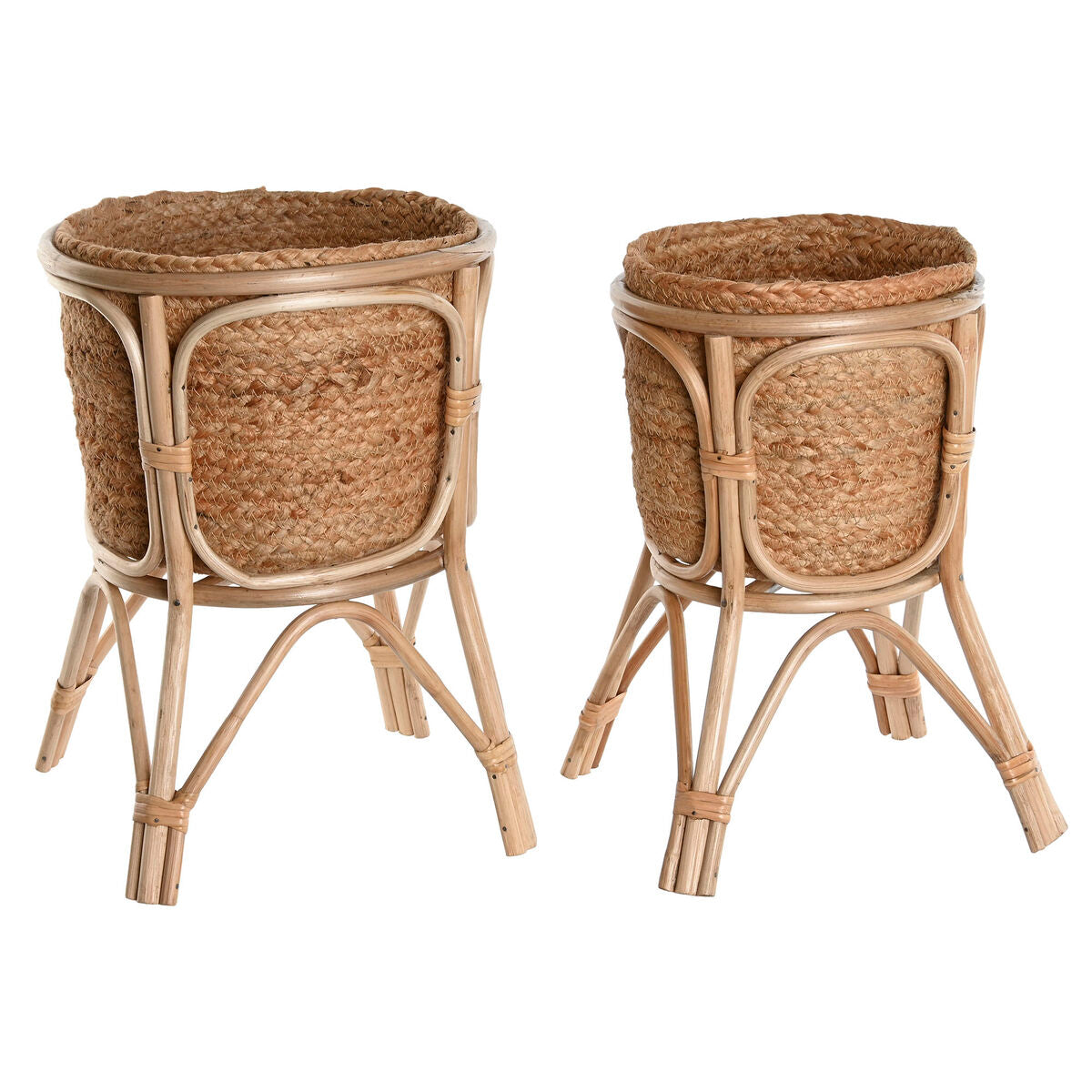 Set of Planters Home ESPRIT Natural wicker Fibre 28 x 28 x 38 cm (2 Pieces)