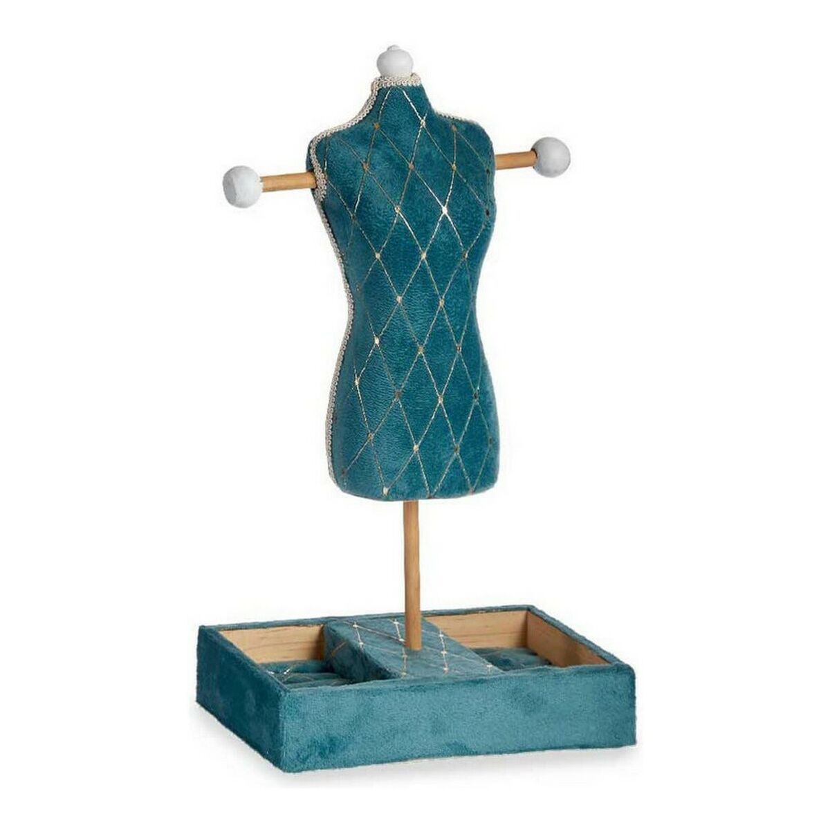 Jewellery Stand Green Rhombus Wood 12 x 40 x 24 cm