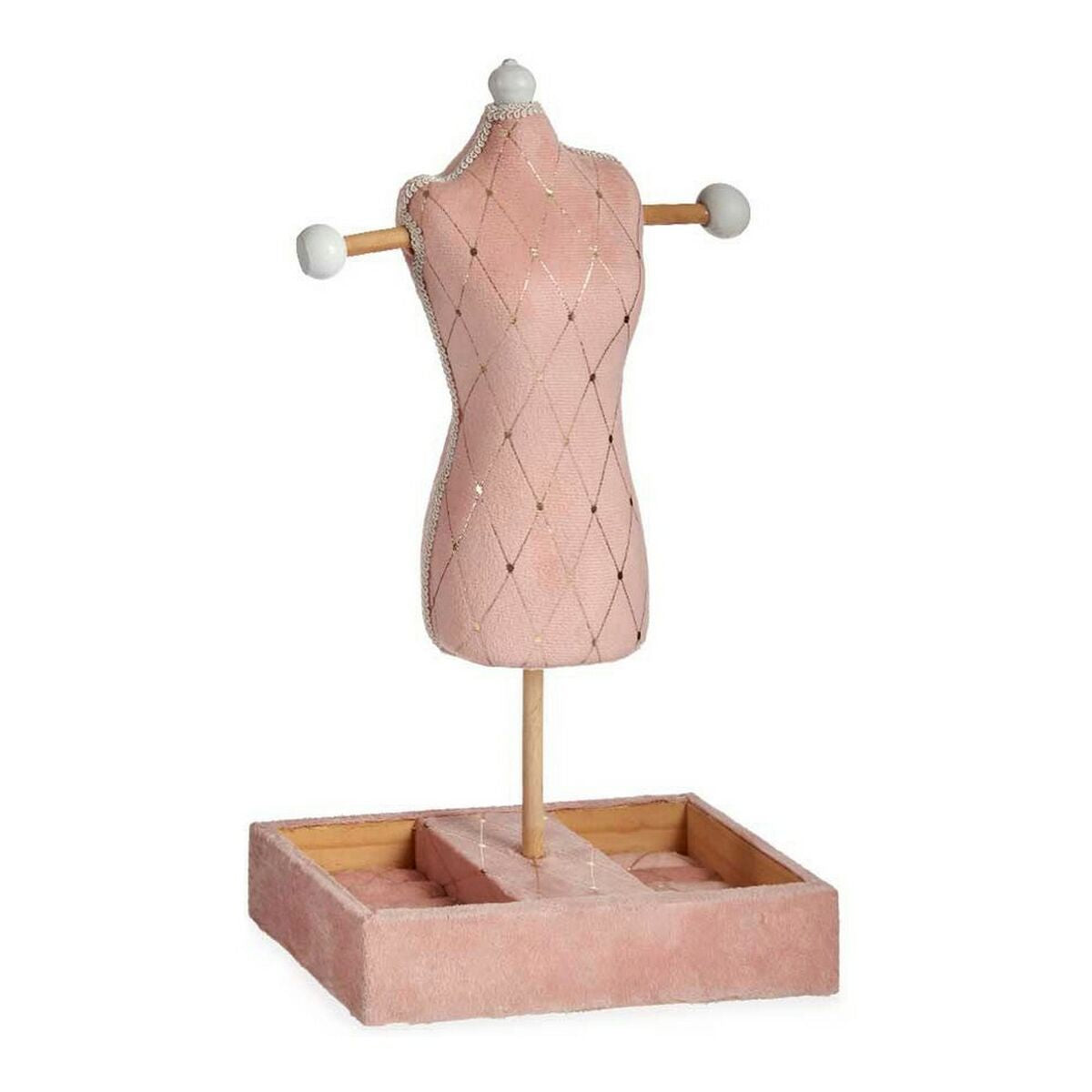 Gift Decor - Jewellery Stand, Pink, Velvet/Wood (12 x 40 x 24 cm)