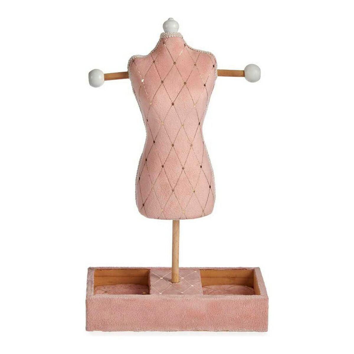 Gift Decor - Jewellery Stand, Pink, Velvet/Wood (12 x 40 x 24 cm)