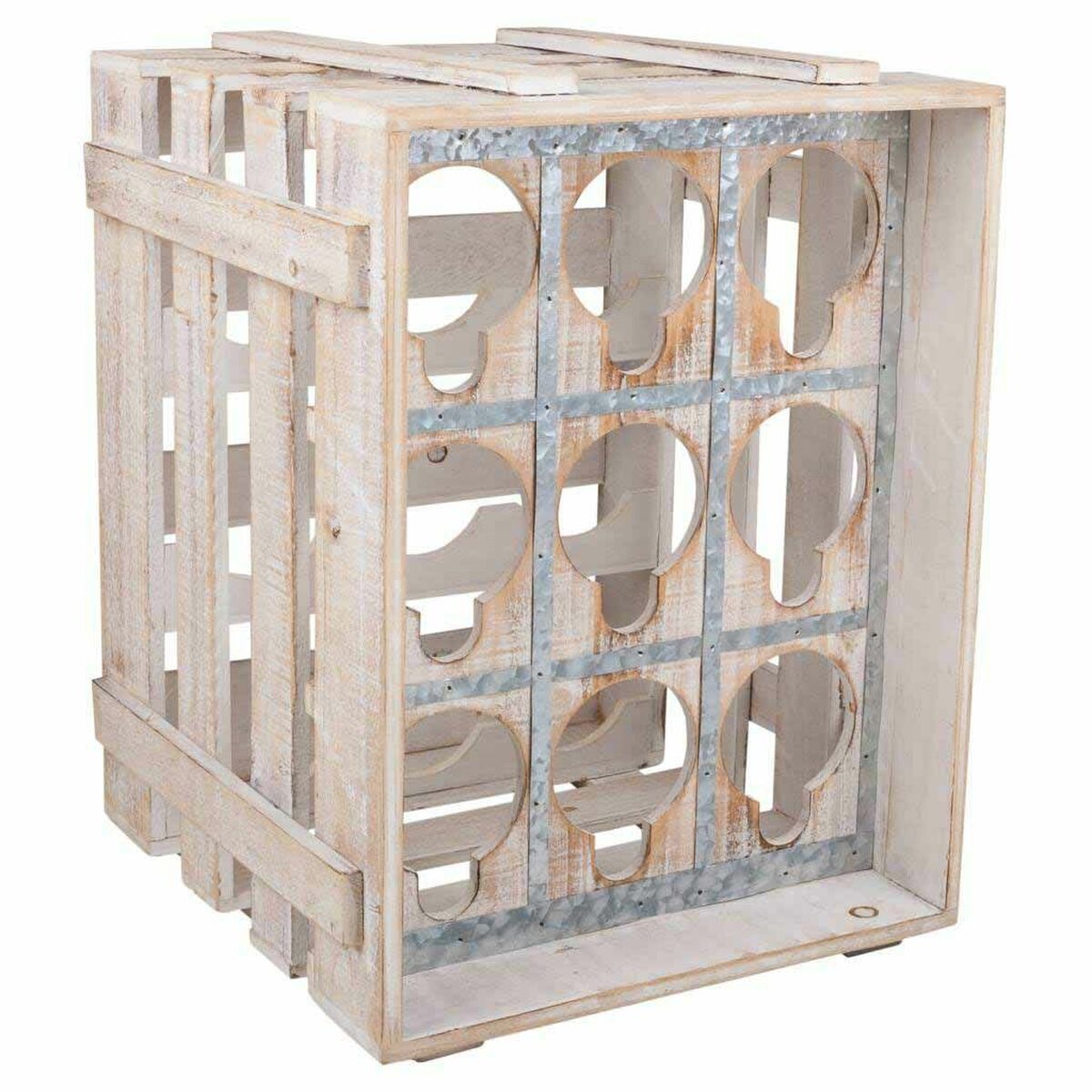 Alexandra House Living - Bottle rack Natural Fir wood 43 x 32 x 33 cm 9 bottles Box