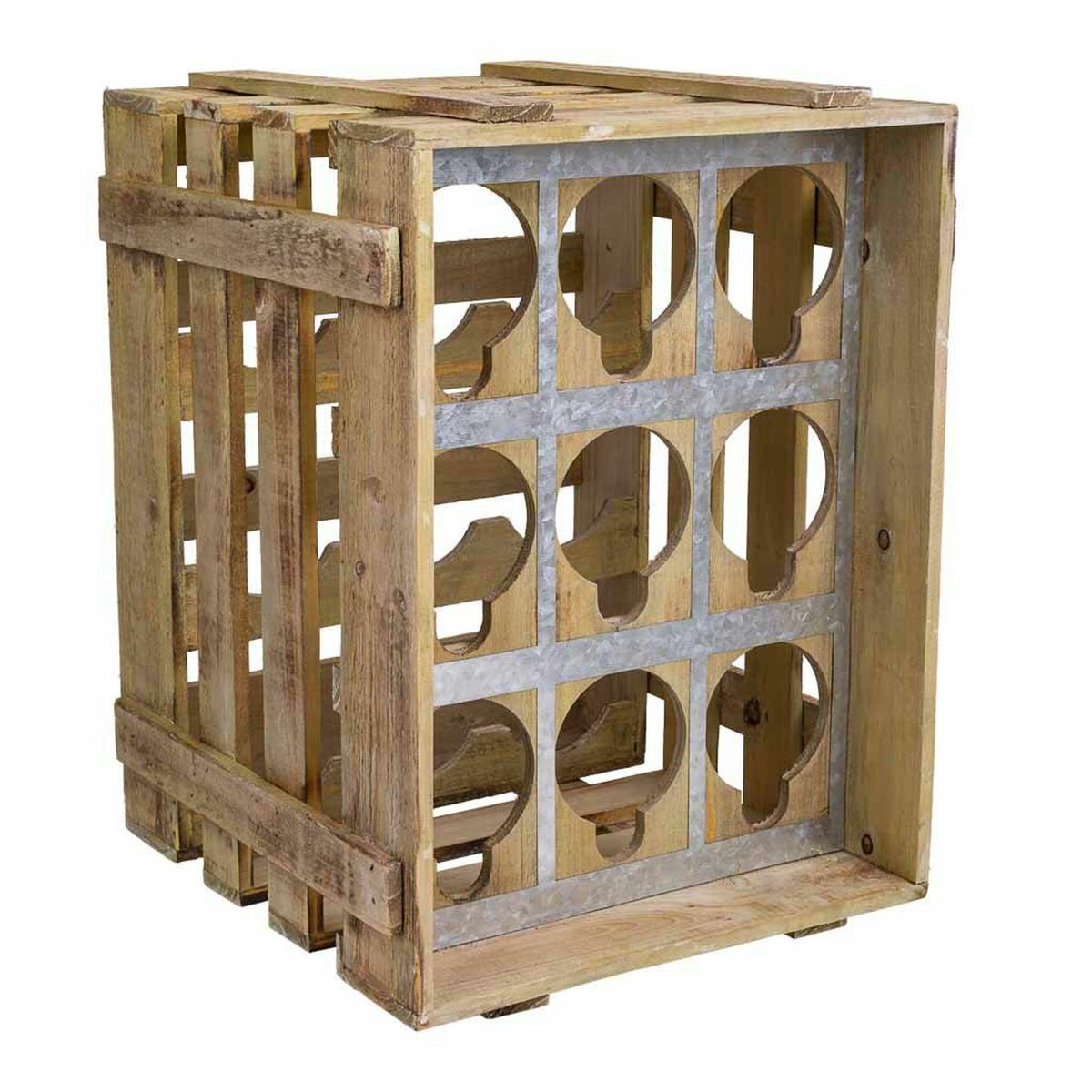 Alexandra House Living - Bottle rack Natural Fir wood 32 x 43 x 33 cm 9 bottles Box