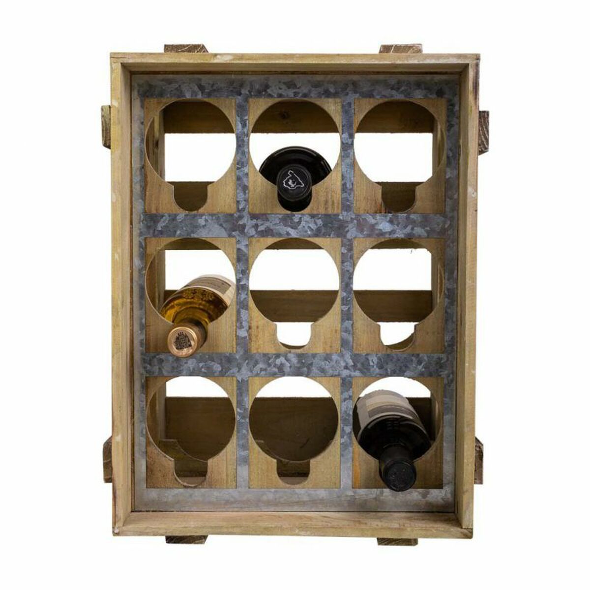 Alexandra House Living - Bottle rack Natural Fir wood 32 x 43 x 33 cm 9 bottles Box