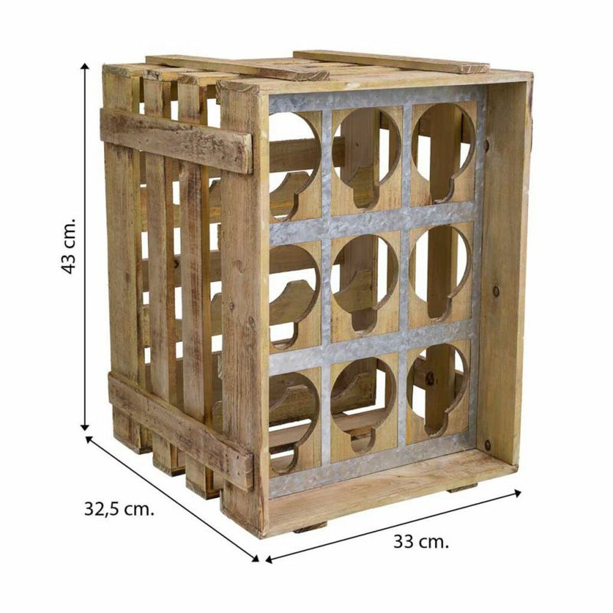 Alexandra House Living - Bottle rack Natural Fir wood 32 x 43 x 33 cm 9 bottles Box