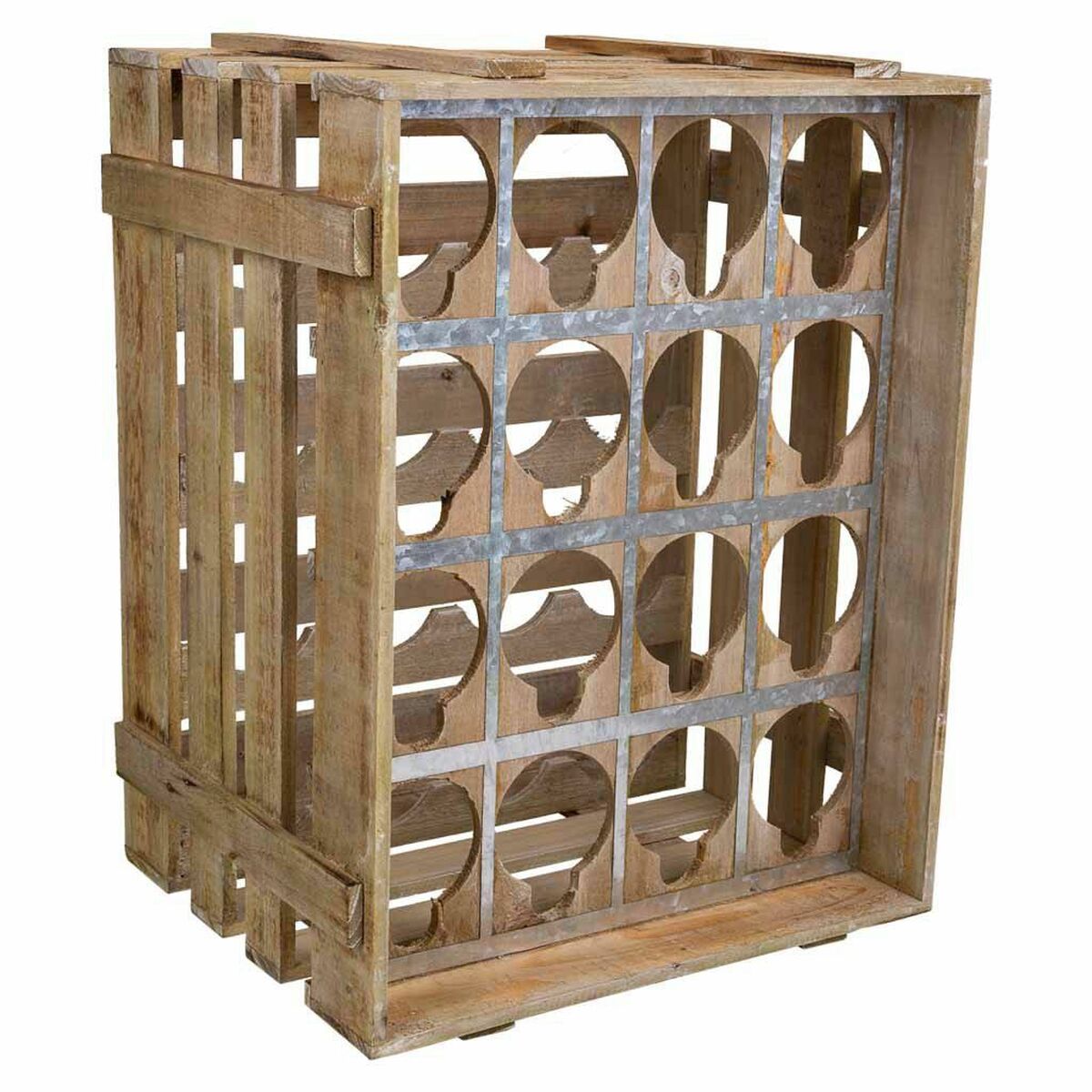 Alexandra House Living - Bottle rack Natural Fir wood 32 x 55 x 41 cm 16 bottles Box