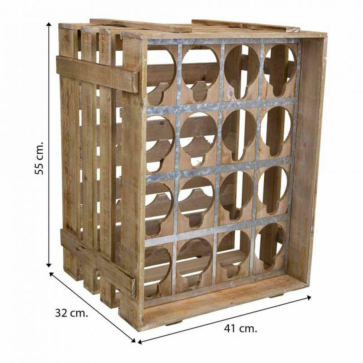 Alexandra House Living - Bottle rack Natural Fir wood 32 x 55 x 41 cm 16 bottles Box