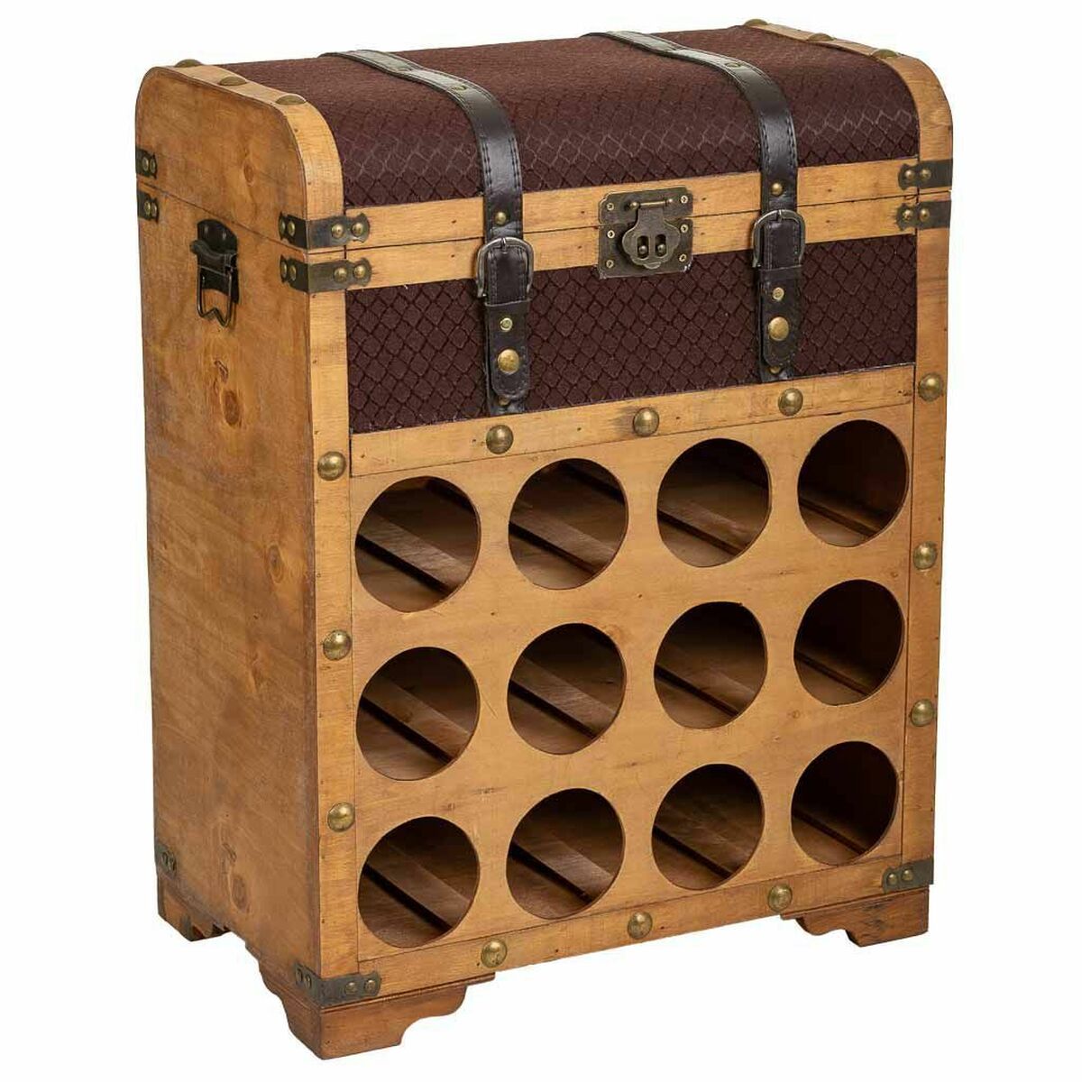 Alexandra House Living - Bottle rack, Brown PVC Wood, Metal Cloth 28 x 59 x 45 cm Chest