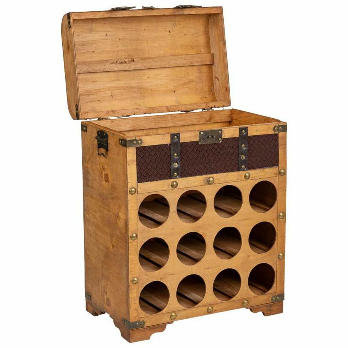 Alexandra House Living - Bottle rack, Brown PVC Wood, Metal Cloth 28 x 59 x 45 cm Chest