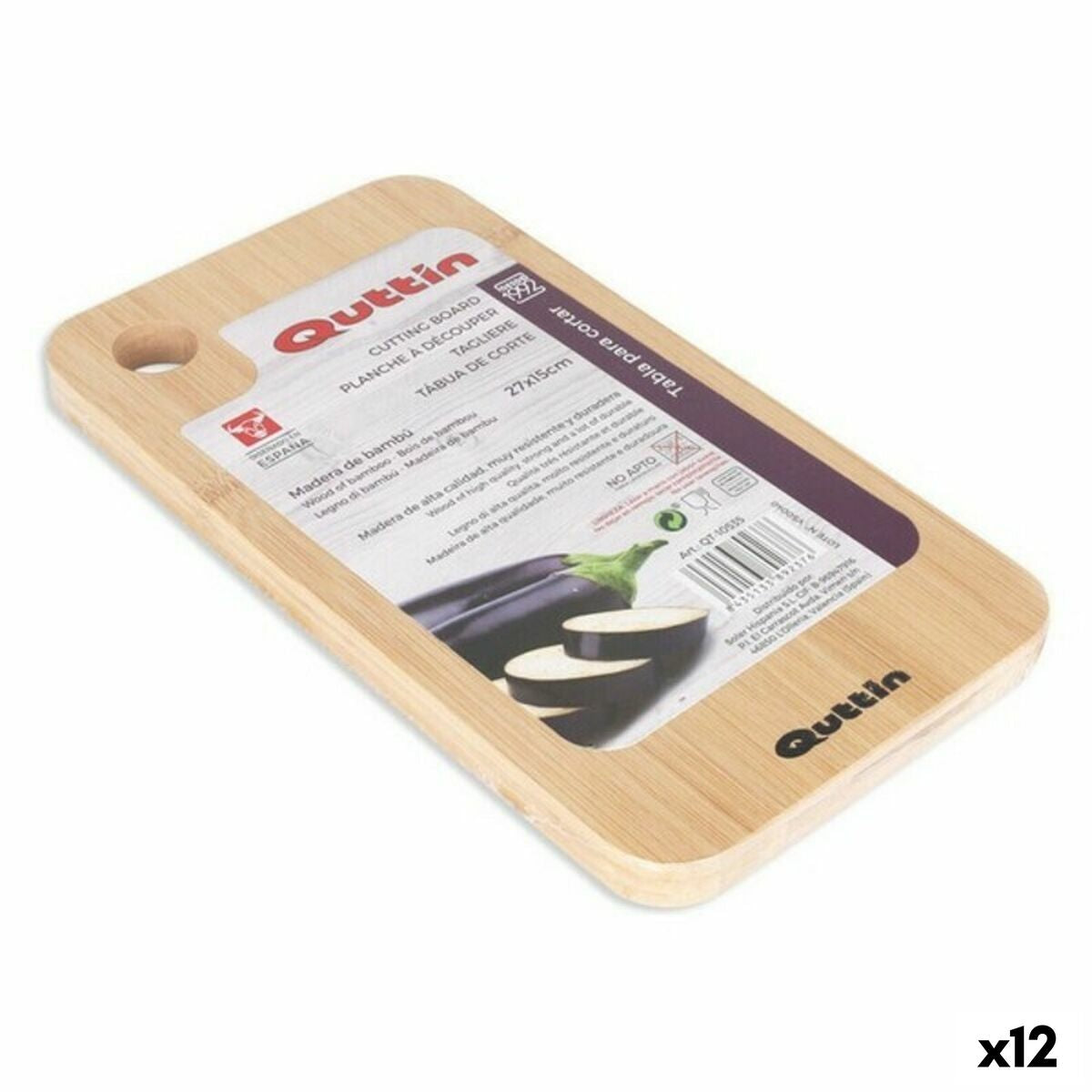 Quttin - Cutting board Bamboo 27 x 15 x 1,5 cm (12 Units) (27 x 15 cm)