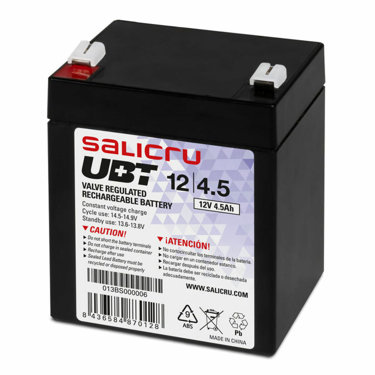 Salicru - Battery for Uninterruptible Power Supply System UPS UBT 12/4,5 VRLA 4.5 Ah 4,5 AH 12 V 12V