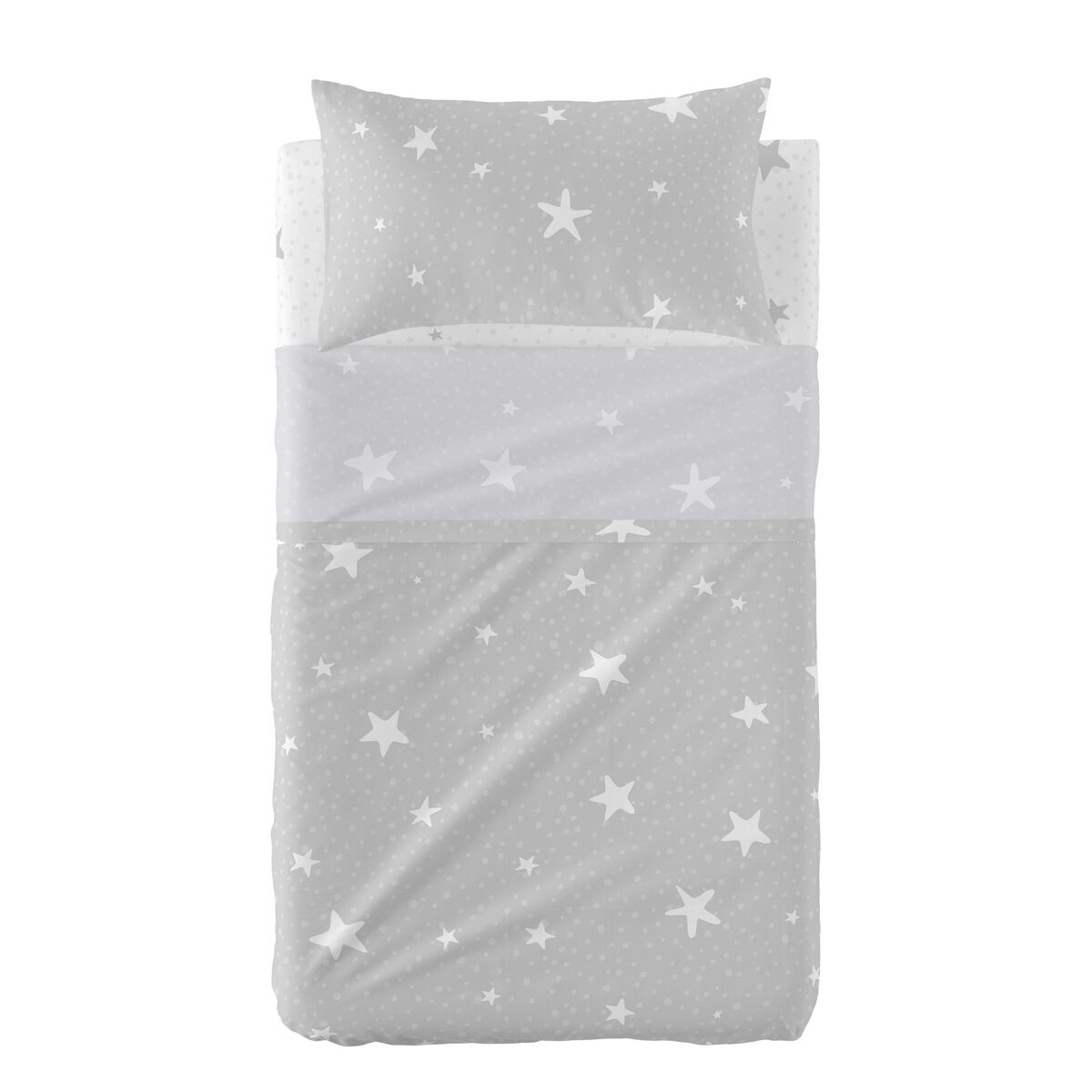 Bedding set HappyFriday Basic Kids Little star Grey Baby Crib 2 Pieces