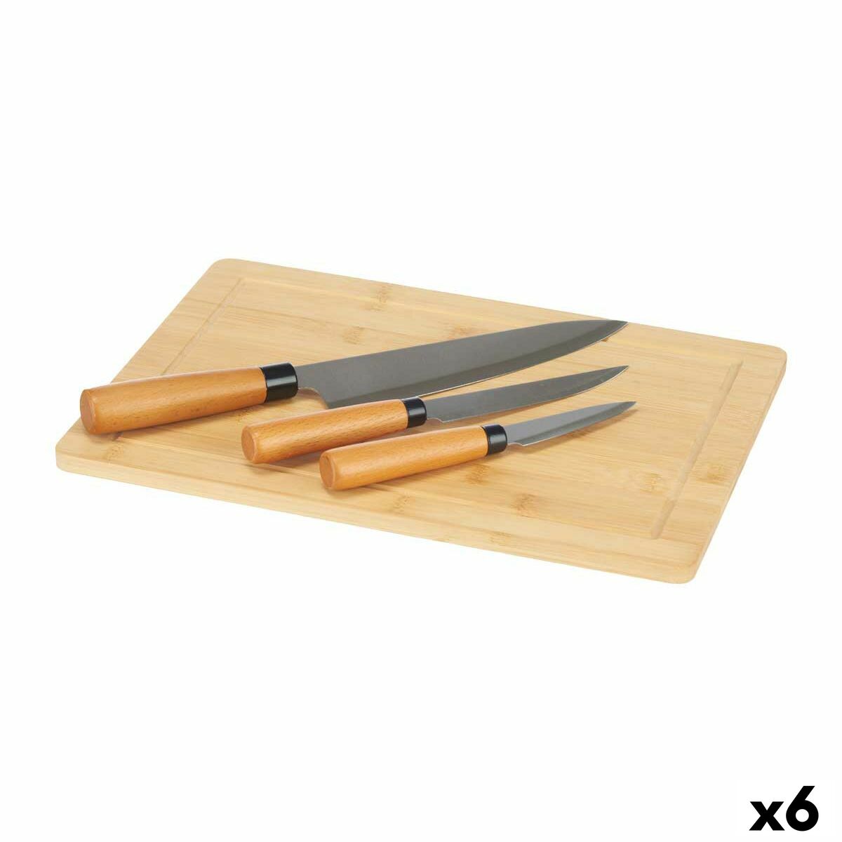 Knife Set Cutting board Cheese Brown Bamboo (6 Units)