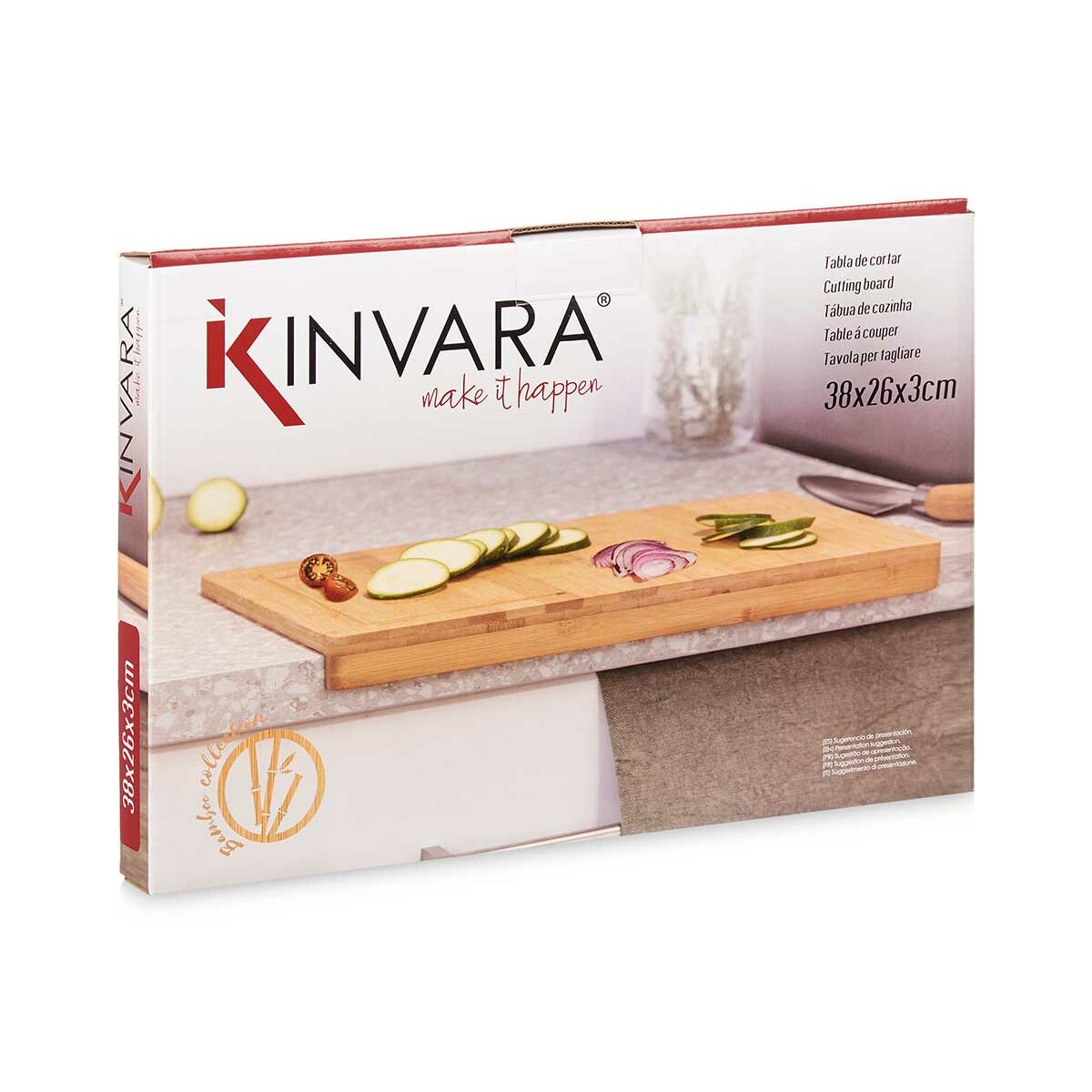 Kinvara - Cutting board, Brown Bamboo 38,4 x 3,2 x 26,4 cm (6 Units)