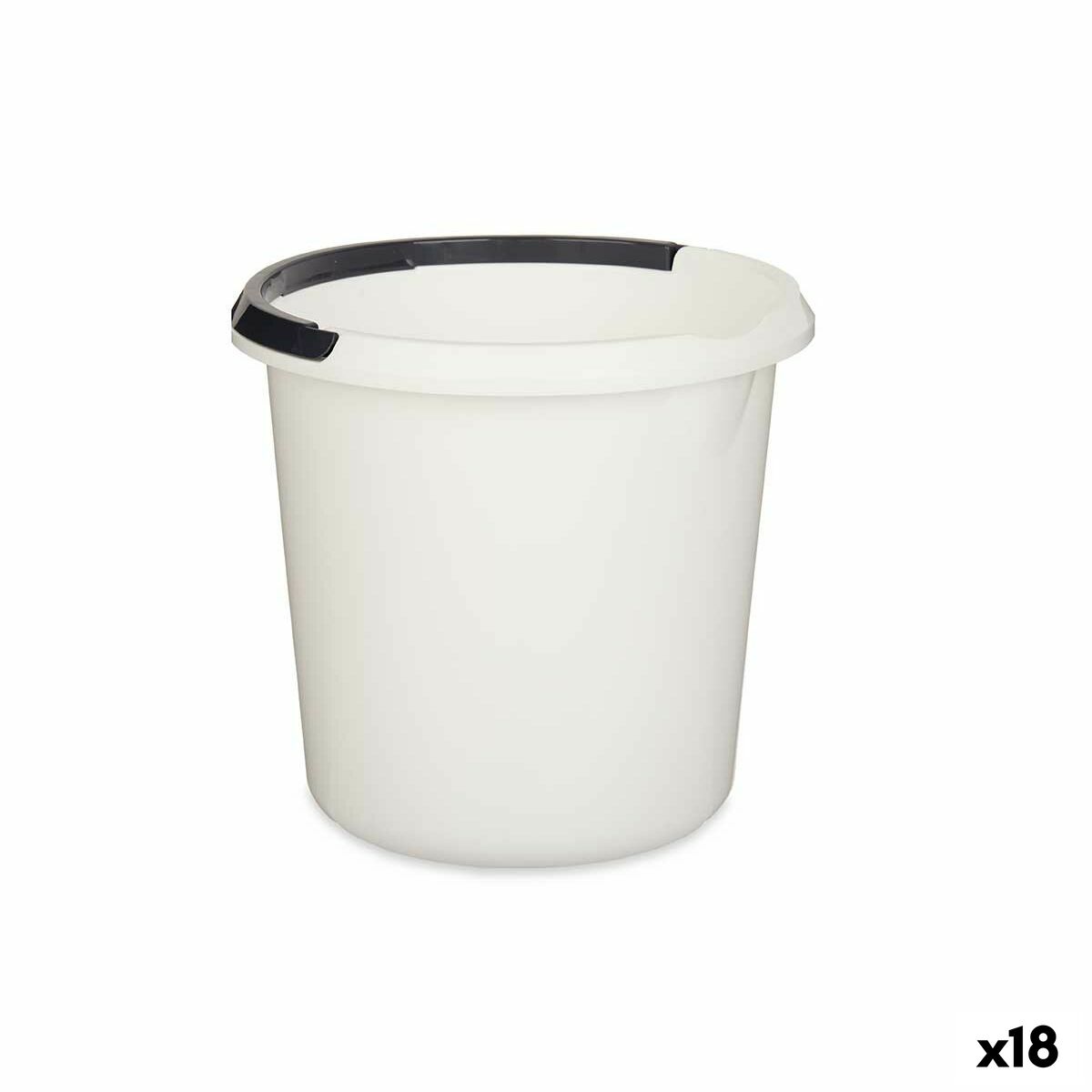 BigBuy Home - Bucket with Handle, White, Anthracite 10 L (18 Units)