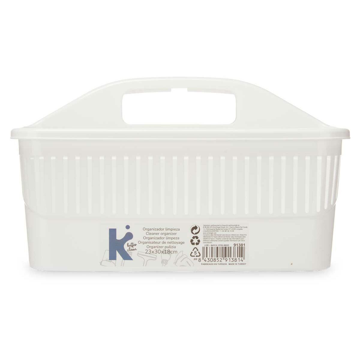 BigBuy Home - Organiser Cleaning, White Plastic 31,3 x 18 x 22 cm (12 Units)