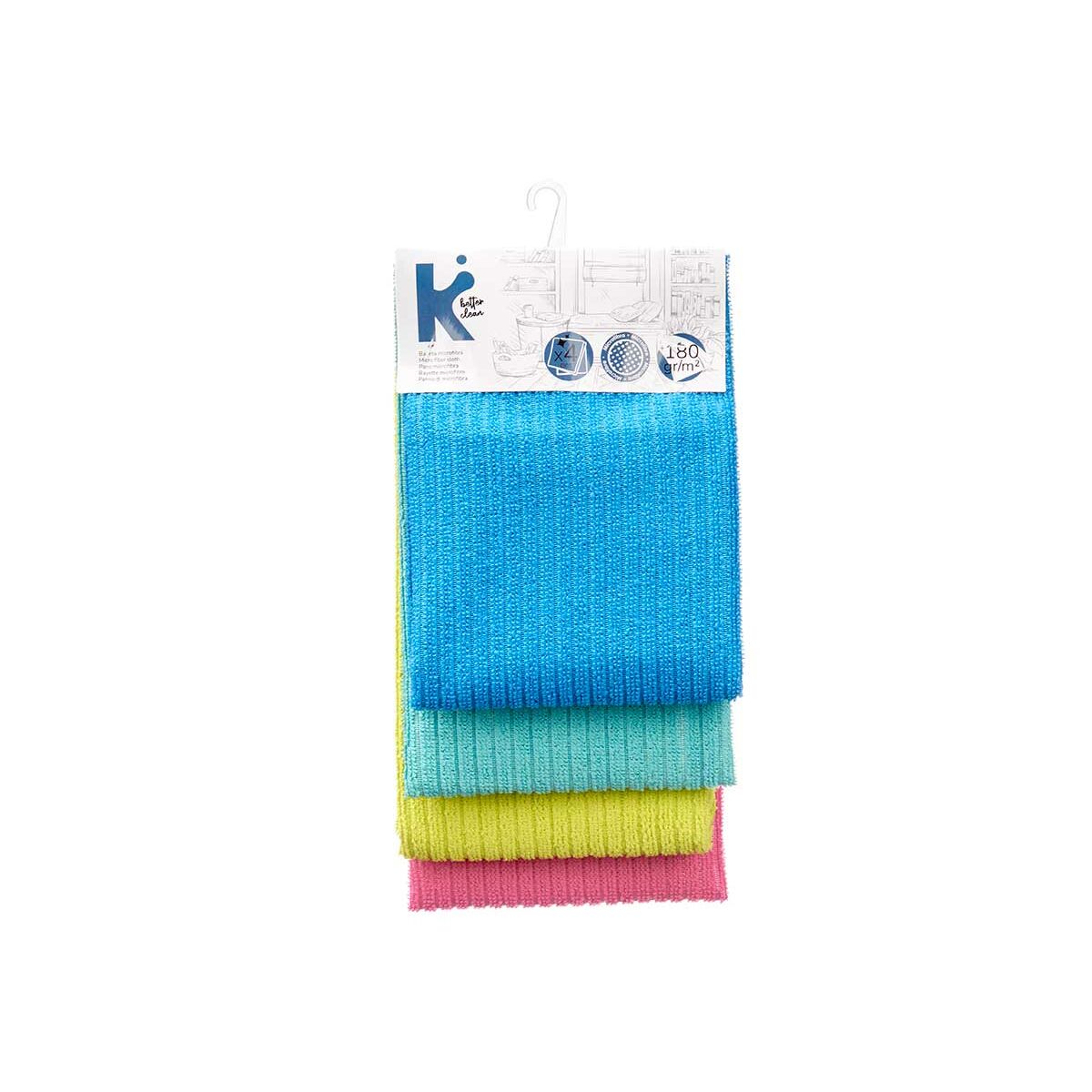 BigBuy Home - Set of Cloths, Blue, Green, Pink Turquoise 40 x 60 cm (12 Units)