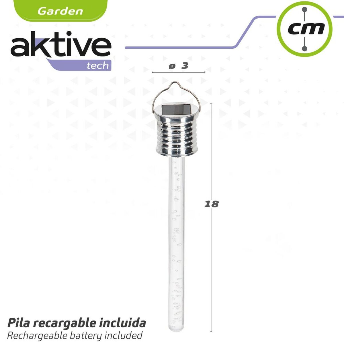 Aktive - Solar lamp 3 x 17,5 x 3 cm (24 Units)