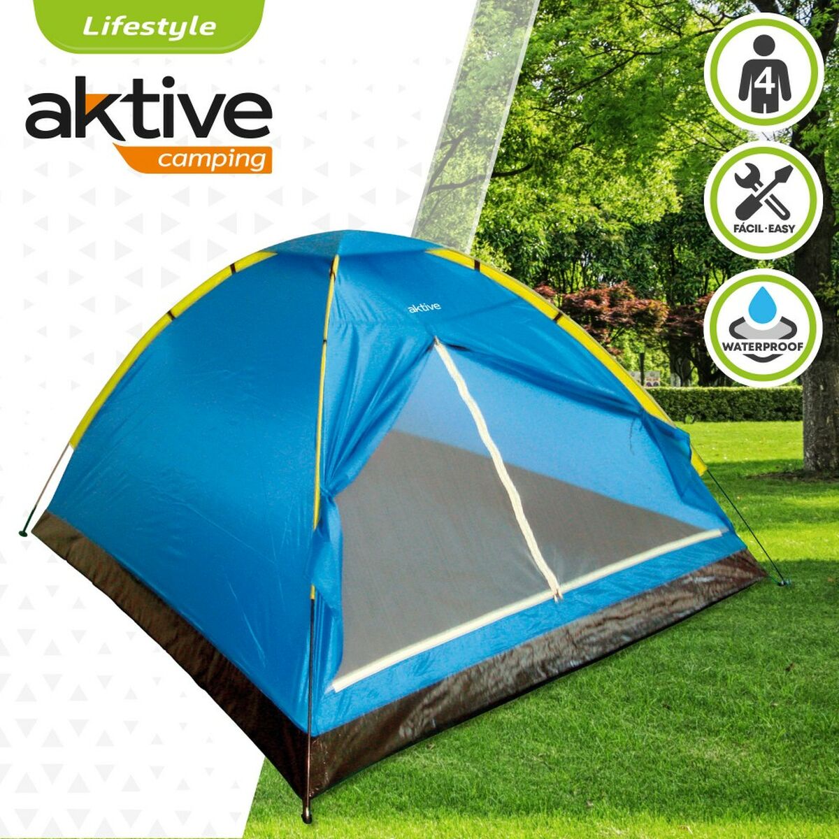 Aktive - Tent 4 persons 210 x 130 x 240 cm (4 Units)