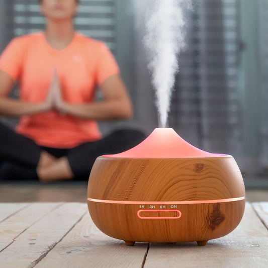 InnovaGoods - Aroma Diffuser Humidifier with Multicolour LED, Wooden-Effect