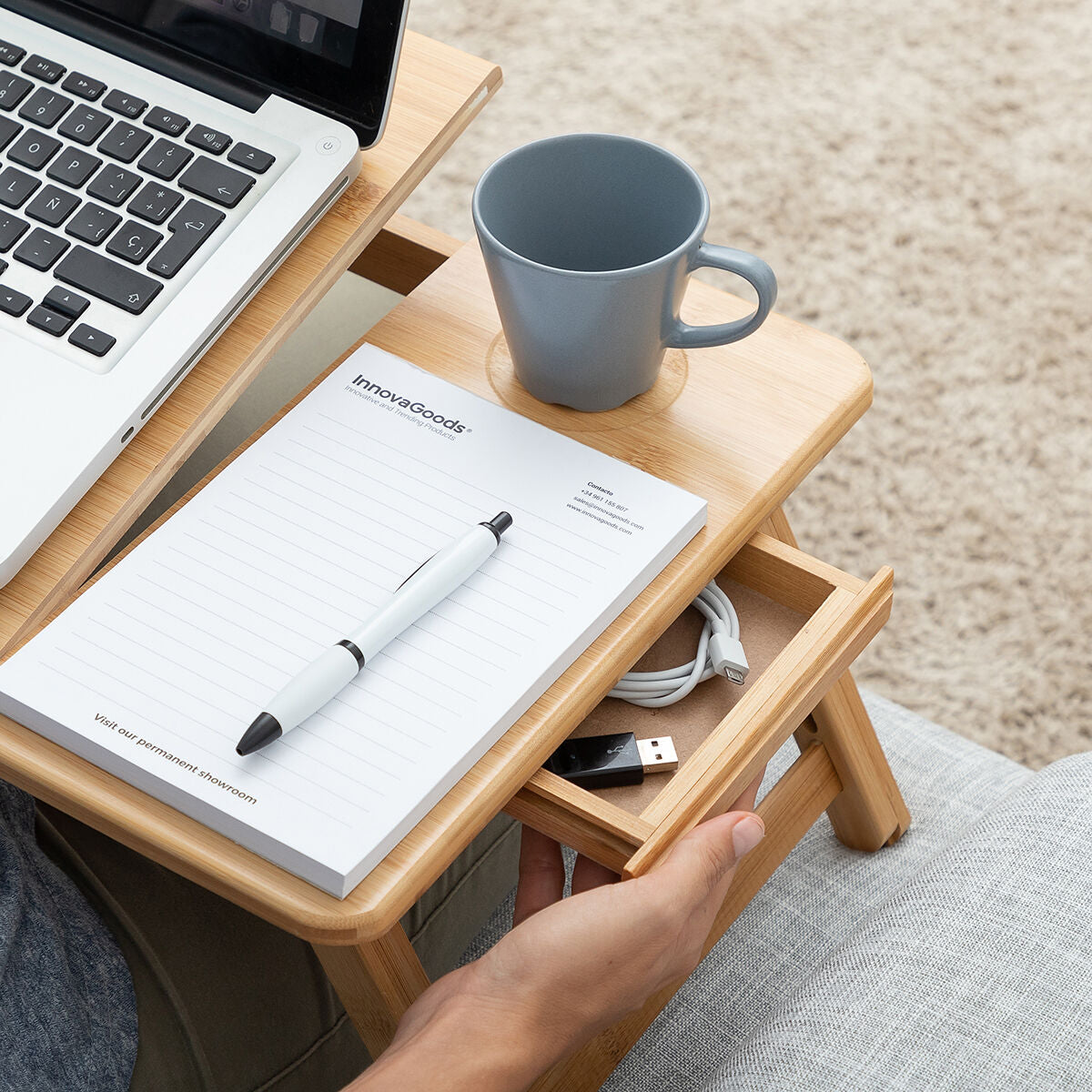 InnovaGoods Lapwood -, Bamboo Folding Side Table