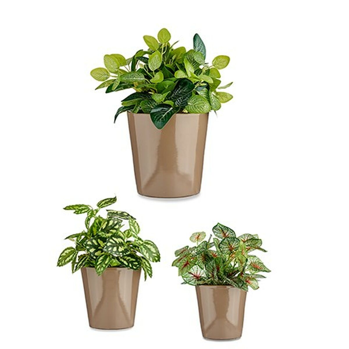 Ibergarden - Set of pots Cónica, Ø 14 cm, Ø 22 cm, Ø 17 cm, Metal, Plastic 30 x 40 cm, 3 Pieces (, 3 Pieces)